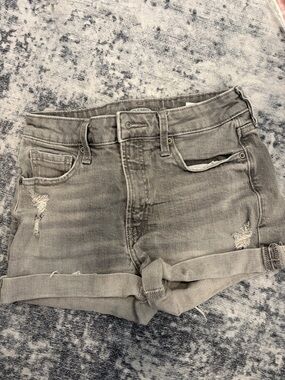 Old Navy Light Gray Rolled-Hem Distressed Denim Shorts